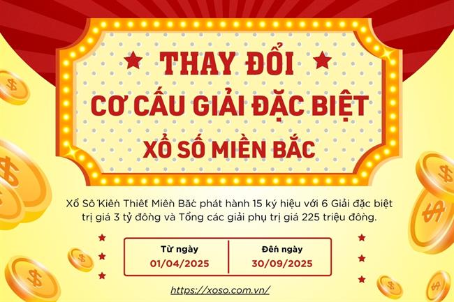 Xổ Số Kiến Thiết Miền Bắc Thay Đổi Cơ Cấu Giải Thưởng Từ 01/04/2025